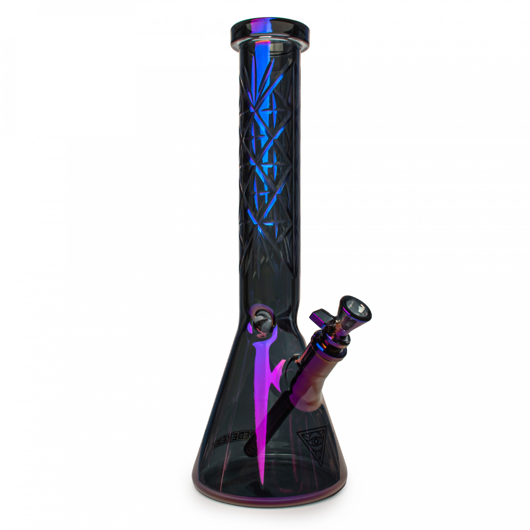 15" 7mm Thick Metallic Terminator Finish Traditions Series Beaker Tube W/Multi-Pointed Hobstar Details